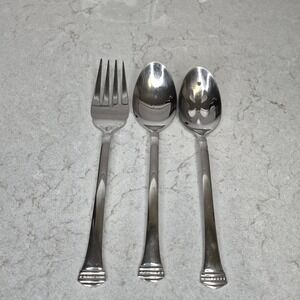 Towle Classique Bead 18/10 Stainless Steel Serving Spoon and Fork Set